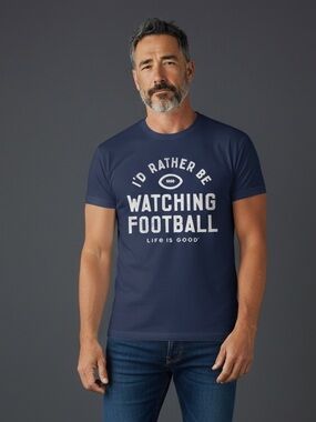 LIFE IS GOOD “I'd Rather Be Watching Football”🏈 Short Sleeve Crusher Tee